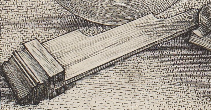 Historic woodworking try square depicted in Albrecht Dürer's engraving Melencolia I, 1514
