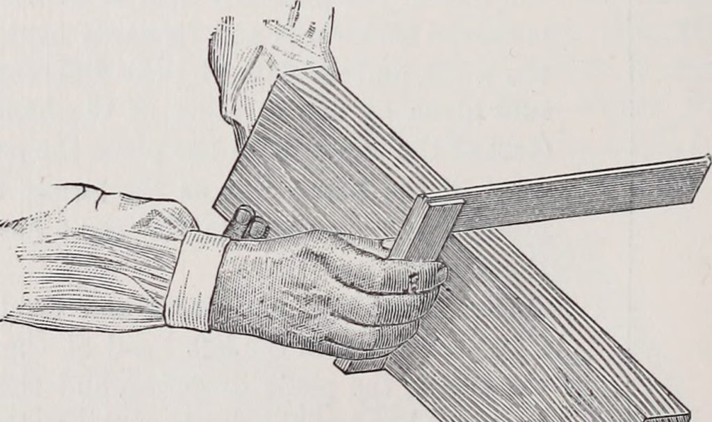 Illustration of a try square from Teacher's Handbook of Slöjd, 1900, showing the tool in a woodworking instruction context